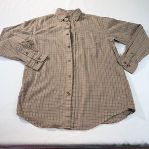 Class Club Boys Plaid Button Down Shirt - Brown and Tan